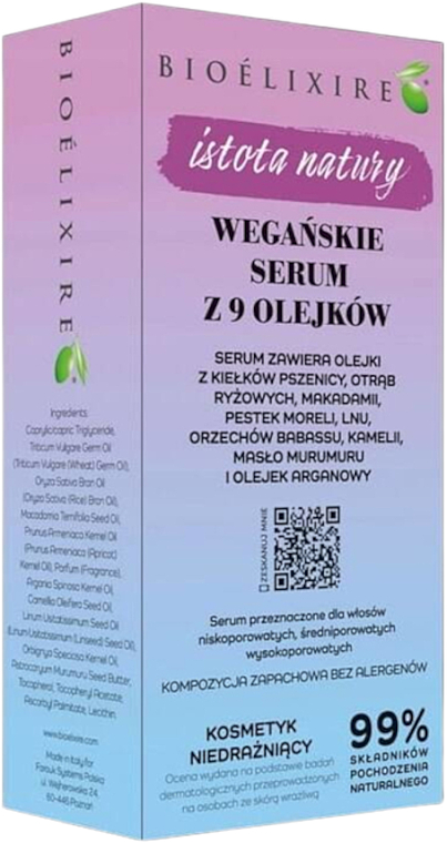 Wegańskie serum do włosów z 9 olejkami - Bioelixire — Zdjęcie N2