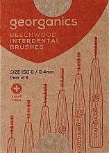 Szczoteczki międzyzębowe 0,4 mm - Georganics Beechwood Interdental 6 Brushes ISO 0 (0.4mm) — Zdjęcie N1