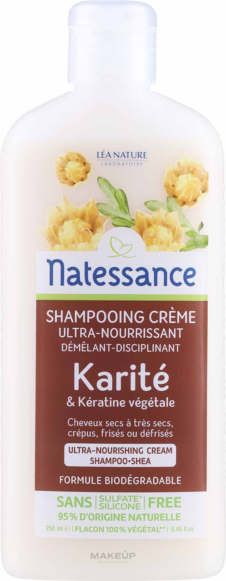 Szampon do włosów z masłem shea i keratyną roślinną - Natessance Ultra-Rich Shampoo Shea And Botanical Keratin — Zdjęcie 250 ml