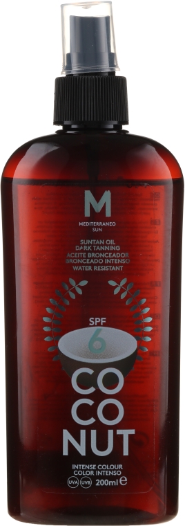 Olejek do opalania SPF 6 - Mediterraneo Sun Coconut Suntan Oil Dark Tanning SPF6 — Zdjęcie N1