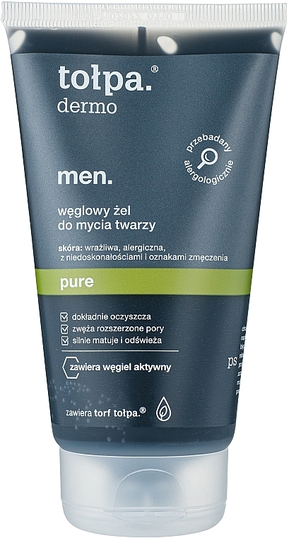 WYPRZEDAŻ Węglowy żel do mycia twarzy - Tołpa Dermo Men Pure Charcoal Face Wash Gel * — Zdjęcie N1