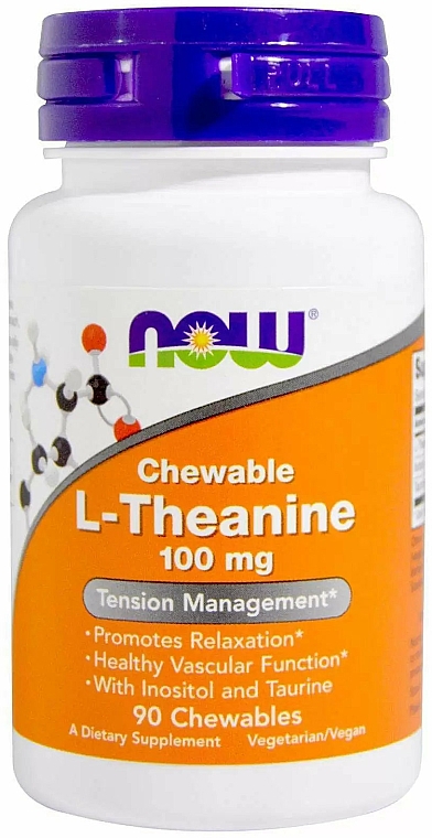 Suplement diety Teina, 100 mg - Now Foods L-Theanine Chewables — Zdjęcie N1