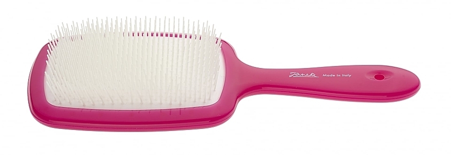 Szczotka 23 x 9,5 x 3 cm, różowa - Janeke Tangler Hairbrush With Soft Moulded Tips  — Zdjęcie N1