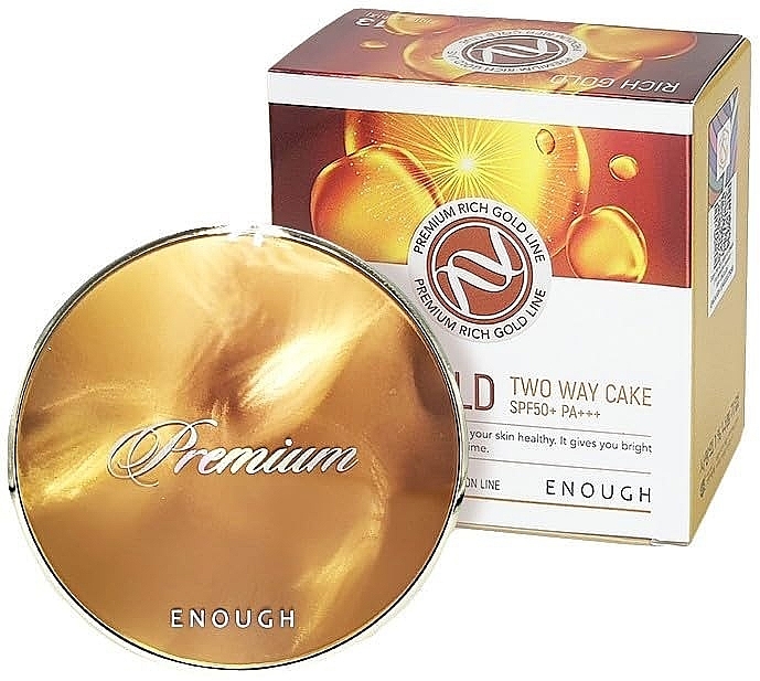 Puder do twarzy z drobinkami złota - Enough Premium Rich Gold Two Way Cake SPF50+ PA+++ — Zdjęcie N1