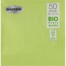 Biodegradowalne serwetki papierowe, dwuwarstwowe, 33 x 33 cm, oliwkowe, 50 szt. - Grosik — Zdjęcie N2