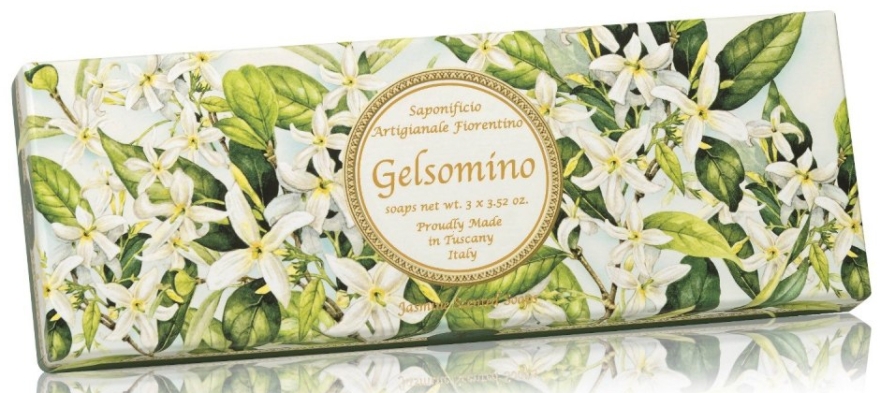 Zestaw naturalnych mydeł w kostce Jaśmin - Saponificio Artigianale Fiorentino Jasmine Scented Soap (3 x soap 100 g) — Zdjęcie N1