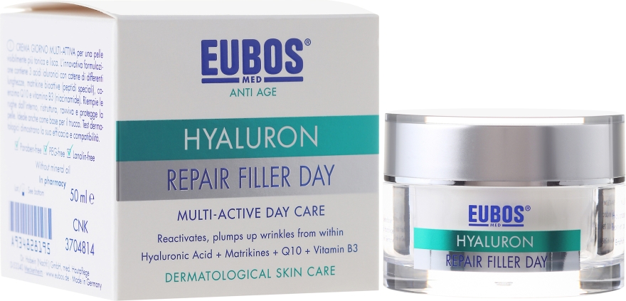 Multiaktywny krem przeciwzmarszczkowy na dzień z kwasem hialuronowym - Eubos Med Anti Age Hyaluron Repair Filler Day Cream — Zdjęcie N1