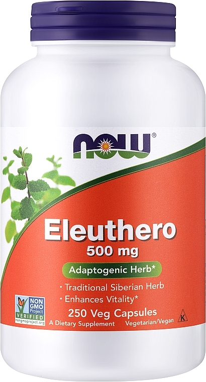 Kapsułki Żeń-szeń syberyjski, 500 mg - Now Foods Eleuthero — Zdjęcie N2
