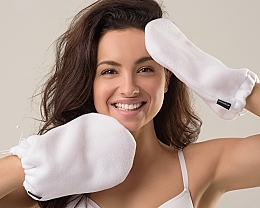 Rękawice kosmetyczne do depilacji Luxe Spa, białe - MAKEUP Thick Paraffin Wax Mitts Therapy Spa White — Zdjęcie N2