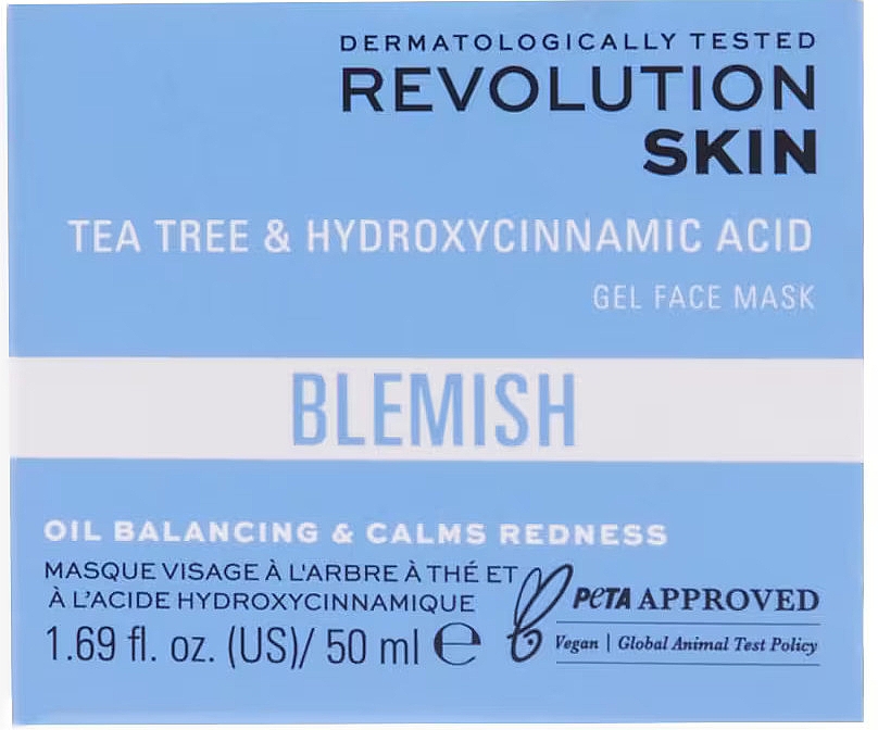 Żelowa maska ​​do twarzy - Revolution Skin Blemish Tea Tree & Hydroxycinnamic Acid Gel Mask — Zdjęcie N3