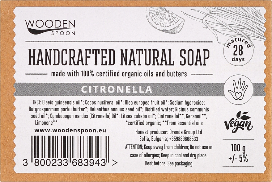 Mydło w kostce z cytronellą - Wooden Spoon Bar Soap — Zdjęcie N3