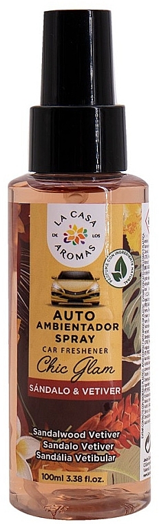 Zapach samochodowy w sprayu Drzewo sandałowe i wetyweria - La Casa De Los Aromas Chic Glam Spray Car Freshener — Zdjęcie N1