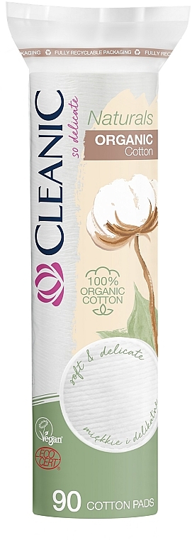 Waciki kosmetyczne 90 szt. - Cleanic Naturals Organic Cotton Pads — Zdjęcie N1