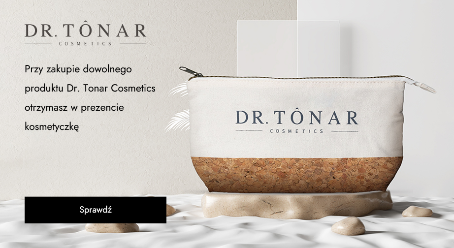 Przy zakupie dowolnego produktu Dr. Tonar Cosmetics otrzymasz w prezencie kosmetyczkę.