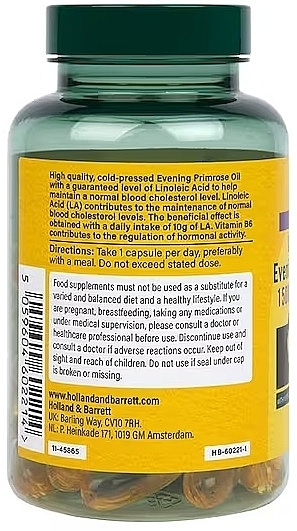 Suplement diety Wiesiołek, 1500 mg - Holland & Barrett High Strength Cold Pressed Evening Primrose Oil 1500mg — Zdjęcie N3