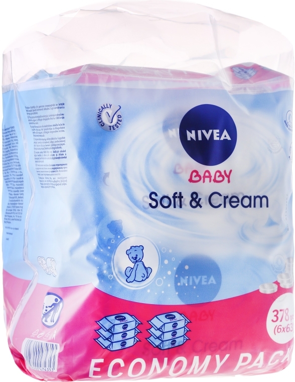 Chusteczki nawilżane dla dzieci 6x63 szt. - NIVEA BABY Soft & Cream — Zdjęcie N5