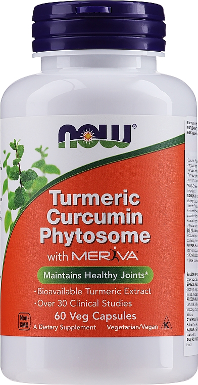 Naturalny suplement fitosomy kurkuminy, 60 kapsułek - Now Foods Curcumin Phytosome — Zdjęcie N1