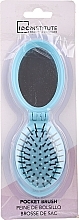 PRZECENA! Szczotka do włosów z lusterkiem, niebieska - IDC Institute Pocket Pop Out Brush With Mirror * — Zdjęcie N1