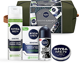 Zestaw - NIVEA MEN Sensitive Elegance (foam/200ml + af/sh/balm/100ml + deo/50ml + cr/75ml + bag) — Zdjęcie N4