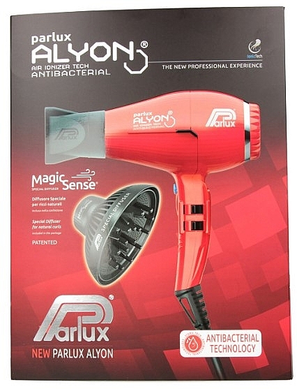 Suszarka do włosów z dyfuzorem, czerwona - Parlux Parlux Alyon Air Ionizer Tech Midnight Red & Diffuser — Zdjęcie N1