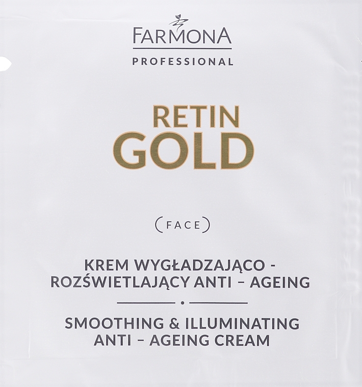 Zmiękczający i rozjaśniający krem do twarzy - Farmona Professional Retin Gold Smoothing & Illuminating Anti-Ageing Cream (próbka) — Zdjęcie N1