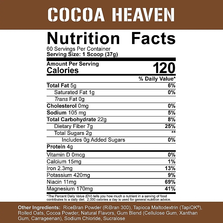 Złożone węglowodany w proszku, kakao - Rich Piana 5% Nutrition Real Carbs Whole Food Cocoa Heaven — Zdjęcie N2