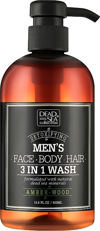 Żel pod prysznic, do włosów i twarzy dla mężczyzn - Dead Sea Collection Men’s Amberwood Face, Hair & Body Wash 3 in 1 