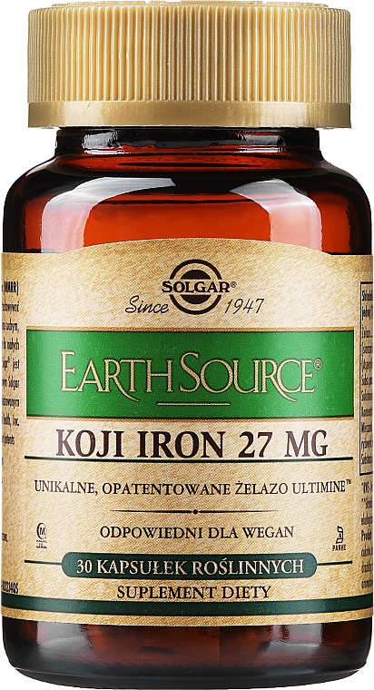 Suplement diety Koji sfermentowane żelazo, 27 mg - Solgar Earth Source Koji Iron — Zdjęcie N1