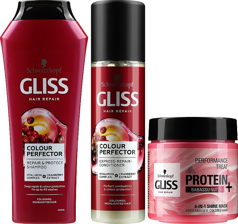 Zestaw do pielęgnacji włosów - Gliss Kur Colour Perfector (mask/400ml + shm/250ml + cond/200ml) — Zdjęcie N2