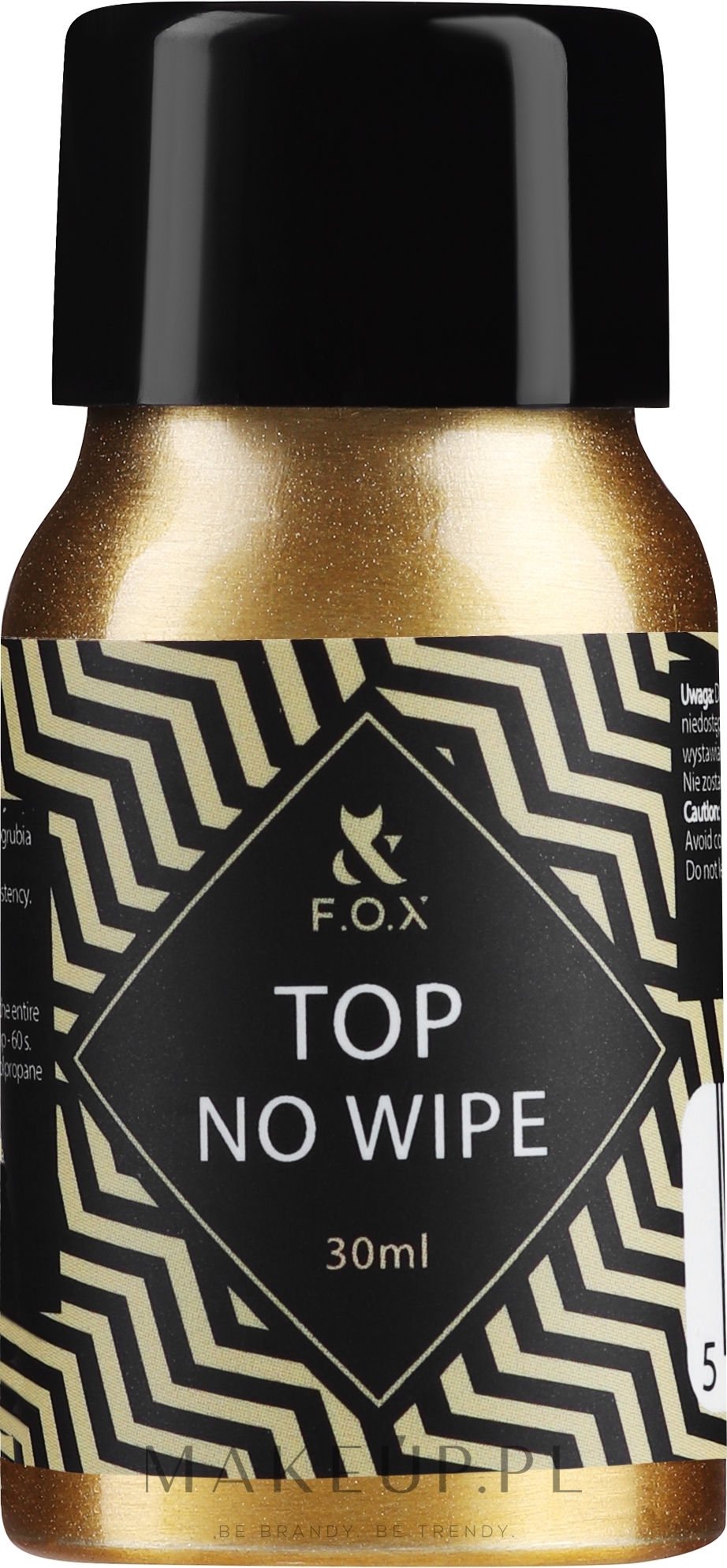 Top coat do paznokci bez zmywania - F.O.X Top No Wipe — Zdjęcie 30 ml