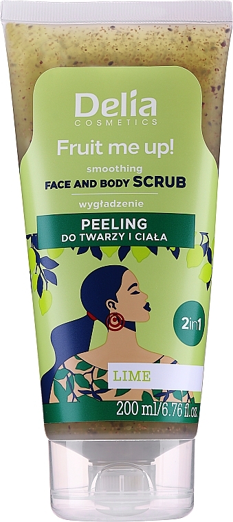 Peeling do twarzy i ciała Limonka - Delia Fruit Me Up! Smoothing Face And Body Scrub Lime — Zdjęcie N1