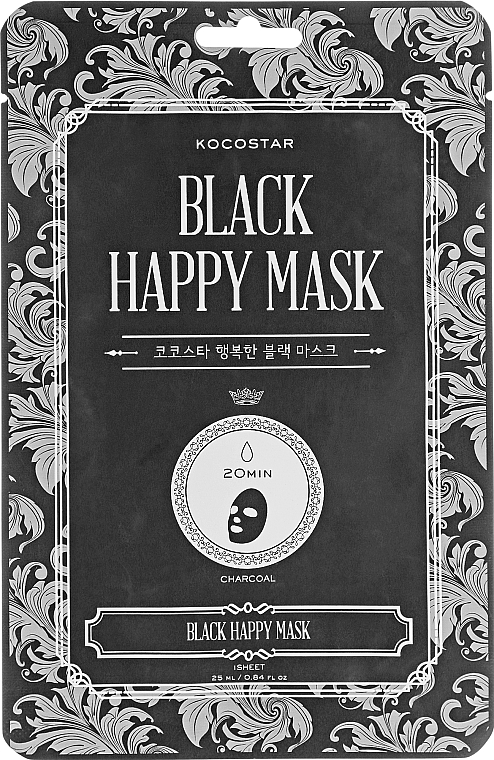 Oczyszczająca maska ​​do twarzy w płachcie - Kocostar Black Happy Mask — Zdjęcie N1
