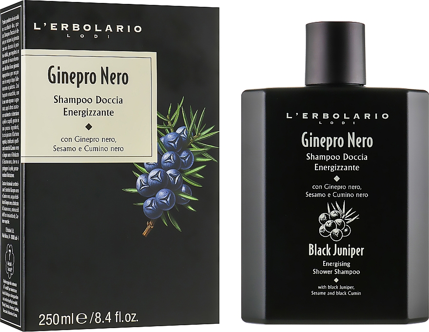 Szampon i żel pod prysznic dla mężczyzn Czarny jałowiec - L'Erbolario Black Juniper Energising Shower Shampoo