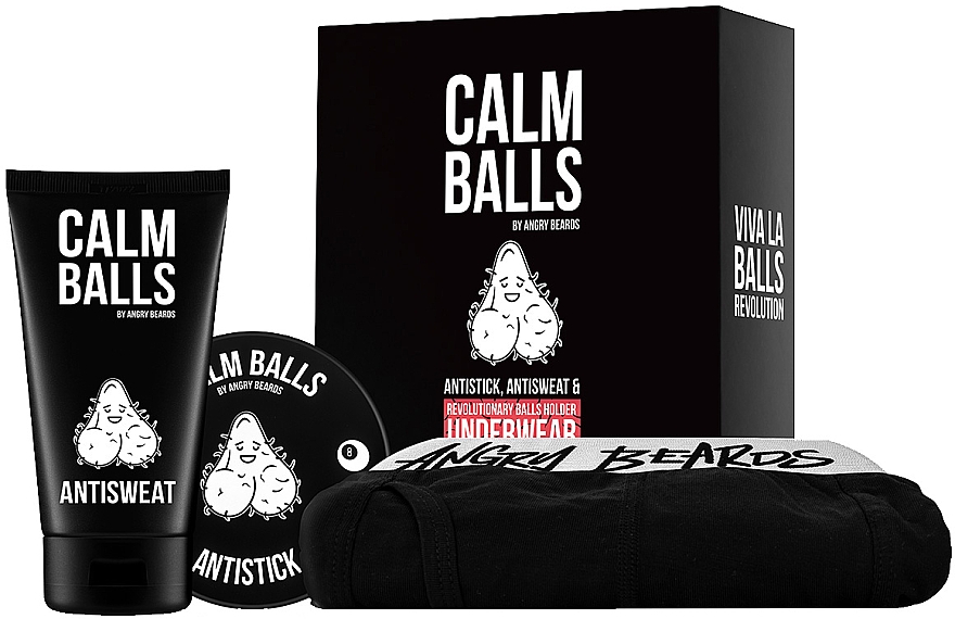 PRZECENA! Zestaw dla mężczyzn - Angry Beards Calm Balls (b/cr 150 ml + deo 150 ml + boxers M 1 pc) * — Zdjęcie N2