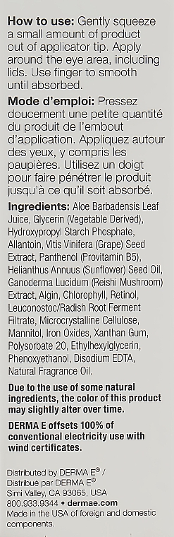 Żel pod oczy z retinolem, wyciągiem z pestek winogron i grzybem reishi - Derma E Anti-Wrinkle Eye Cream — Zdjęcie N3