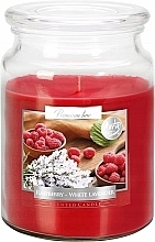 Kup Świeca aromatyczna premium w szkle Malina i biała lawenda - Bispol Premium Aura Raspberry & White Lavender
