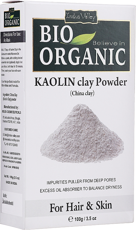 Puder do włosów Biała glinka kaolinowa - Indus Valley Bio Organic Kaolin Clay Powder — Zdjęcie N1