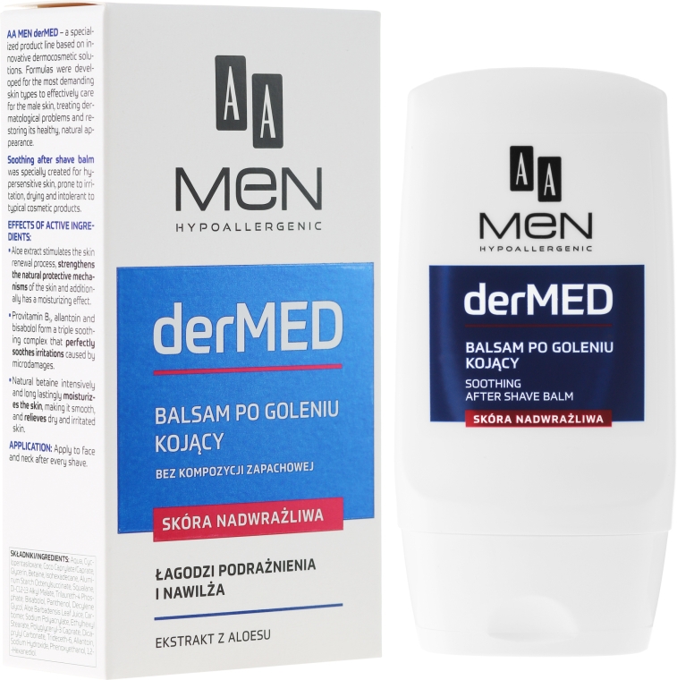 Kojący balsam po goleniu do skóry nadwrażliwej - AA Men derMED — Zdjęcie N1
