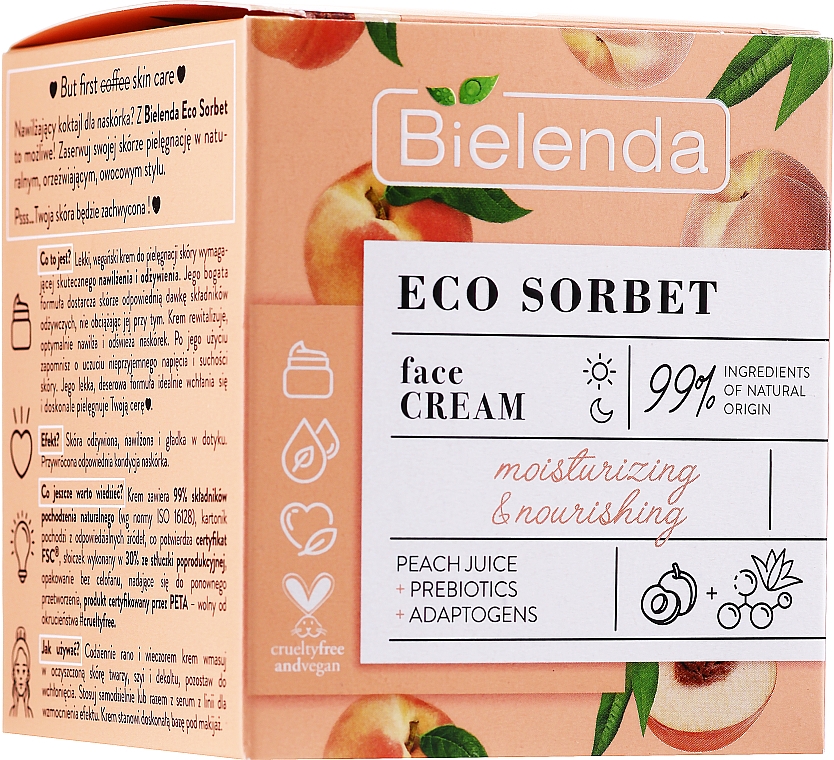 Nawilżająco-odżywczy krem do twarzy - Bielenda Eco Sorbet Moisturizing&Nourishing Face Cream