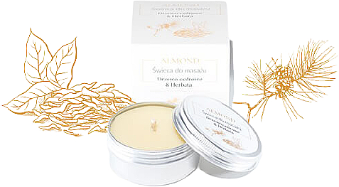 Świeca do masażu Drzewo cedrowe i herbata - Almond Cosmetics Cedarwood & Fresh Tea Massage Candle — Zdjęcie N1