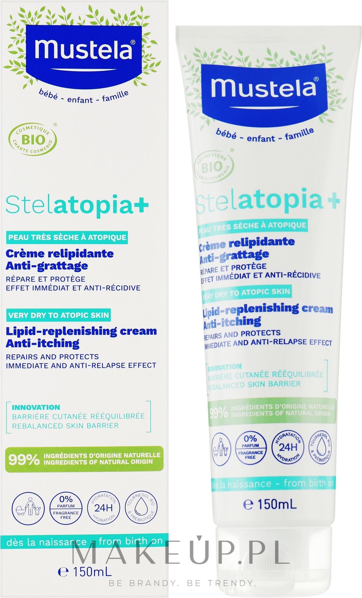 Organiczny lipidowo-naprawczy krem przeciw swędzeniu - Mustela Stelatopia+ Organic Lipid-Replenishing Anti-Itching Cream — Zdjęcie 150 ml