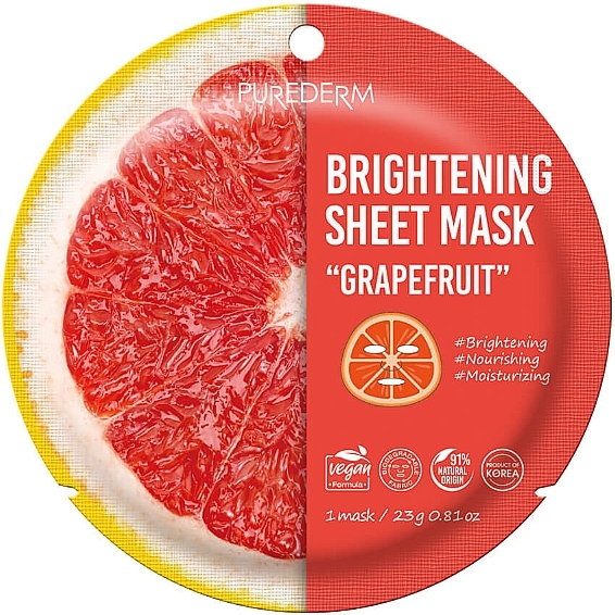 Rozświetlająca maska ​​w płachcie Grejpfrut - Purederm Brightening Sheet Mask — Zdjęcie N1