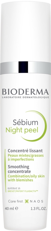 Delikatny peeling oczyszczający do twarzy na noc - Bioderma Sébium Night Peel Smoothing Concentrate — Zdjęcie N2