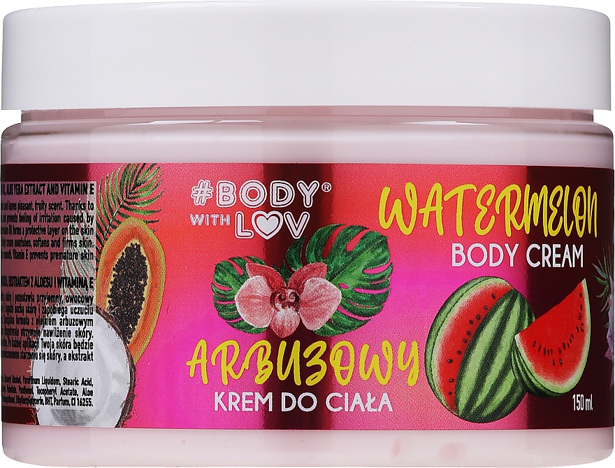 Jedwabisty krem do ciała z olejem z arbuza, ekstraktem z aloesu i witaminą E - Body with Love Watermelon Body Care — Zdjęcie N1