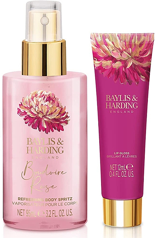Zestaw - Baylis & Harding Boudoire Rose Luxury Instant Glam Set (b/spr/95ml + l/gloss/12ml) — Zdjęcie N2