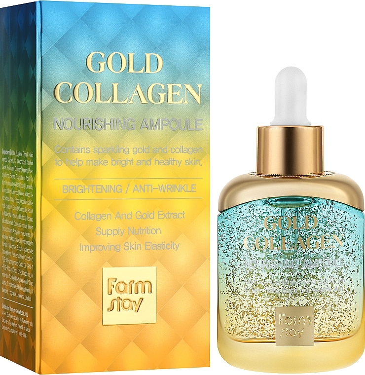 Ampułki do twarzy ze złotem i kolagenem - Farmstay Gold Collagen Nourishing Ampoule — Zdjęcie N1