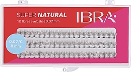 Sztuczne kępki rzęs "C", 0.07, 8 mm - Ibra 10D Flares Eyelash Super Natural C 8 mm — Zdjęcie N1