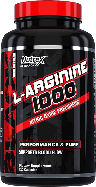 Aminokwasy L-arginina 1000, w kapsułkach - Nutrex Research L-Arginine 1000 — Zdjęcie N1