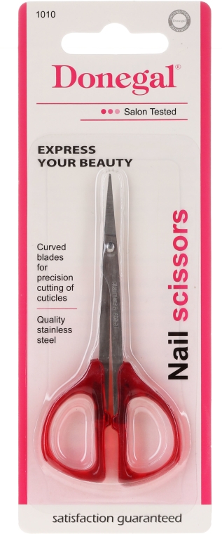 Nożyczki do manicure do skórek, z plastikowymi uchwytami, 1010, czerwone - Donegal — Zdjęcie N1