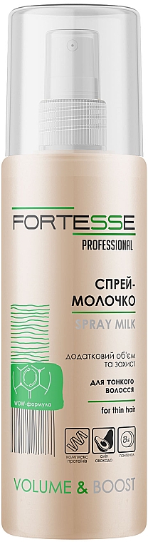 Mleczko dodające włosom objętości - Fortesse Professional Volume & Boost Spray Milk — Zdjęcie N1